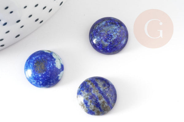 Cabochon rond bleu lapis lazulis naturel 14mm, x1 (G2596)