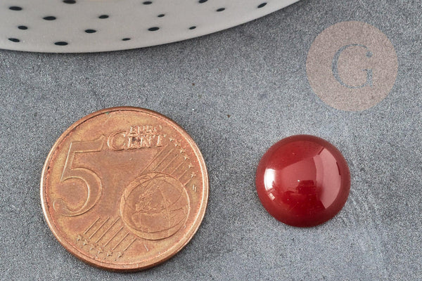Cabochon rond cornaline naturelle orange 12mm, x1 (G2225)