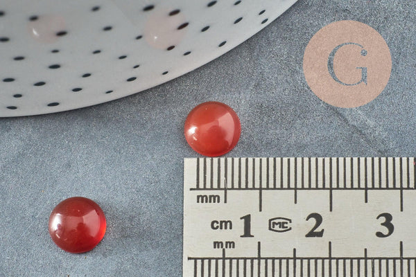 Cabochon rond cornaline naturelle orange 8mm, x1 (G9087)