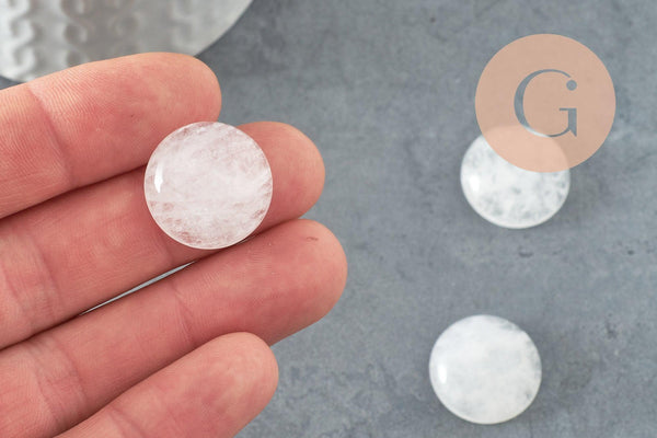 Cabochon rond cristal de roche naturel 20mm, x1 (G9616)