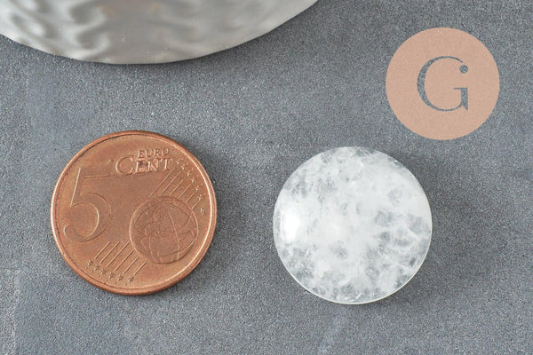 Cabochon rond cristal de roche naturel 20mm, x1 (G9616)