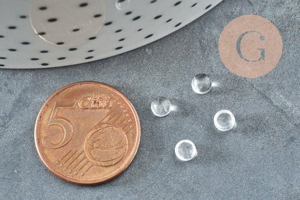 Cabochon rond cristal de roche naturel 4mm, x1 (G2884)