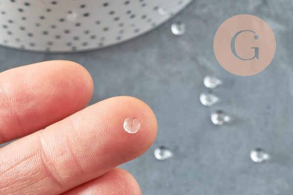 Cabochon rond cristal de roche naturel 4mm, x1 (G2884)