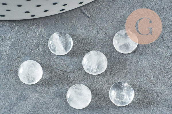 Cabochon rond cristal de roche naturel 8mm, x1 (G5047)