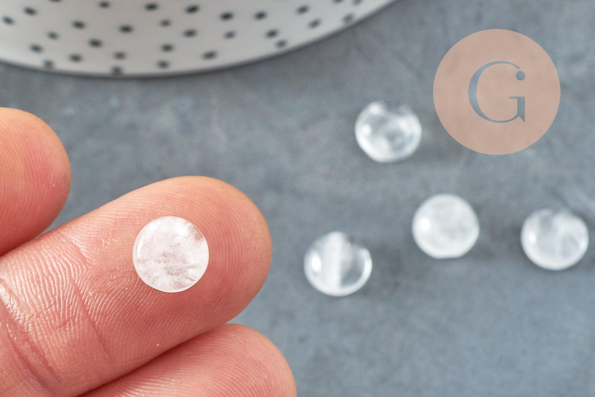 Cabochon rond cristal de roche naturel 8mm, x1 (G5047)