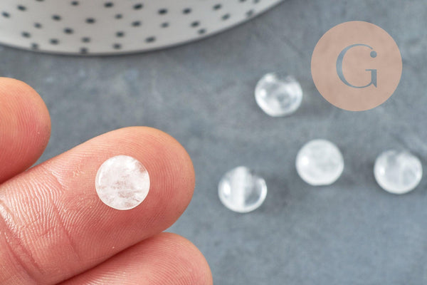 Cabochon rond cristal de roche naturel 8mm, x1 (G5047)