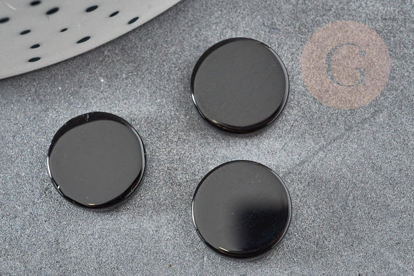 Cabochon rond disque agate naturelle noire 12mm, x1 (G2243)