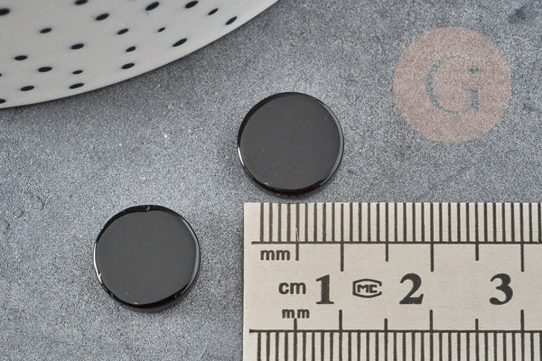 Cabochon rond disque agate naturelle noire 12mm, x1 (G2243)