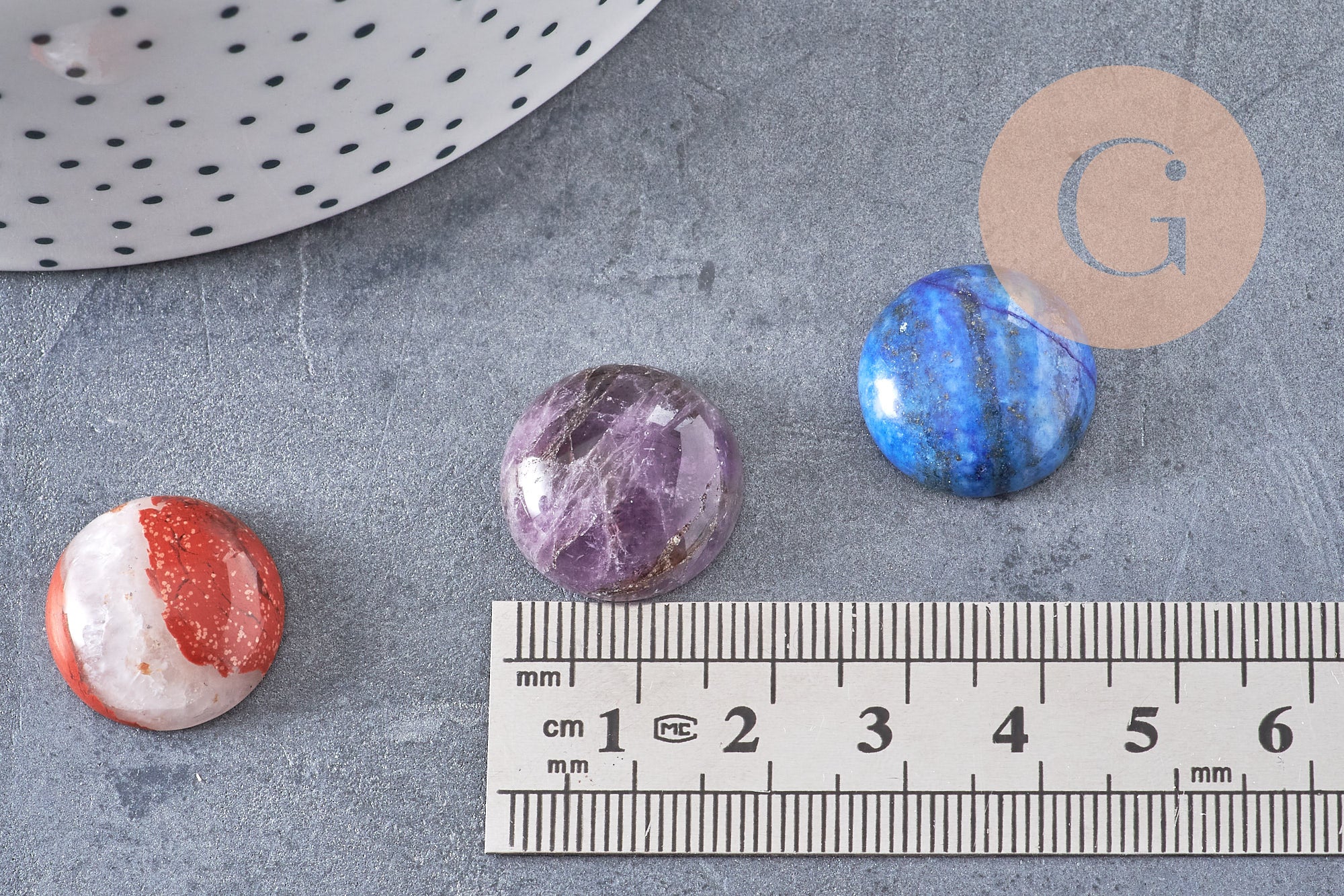 Cabochon rond dôme pierre naturelle 18mm, x1 (G10834)