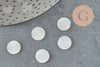 Cabochon rond gravé nacre blanche naturelle 10mm, x1 (G9628)