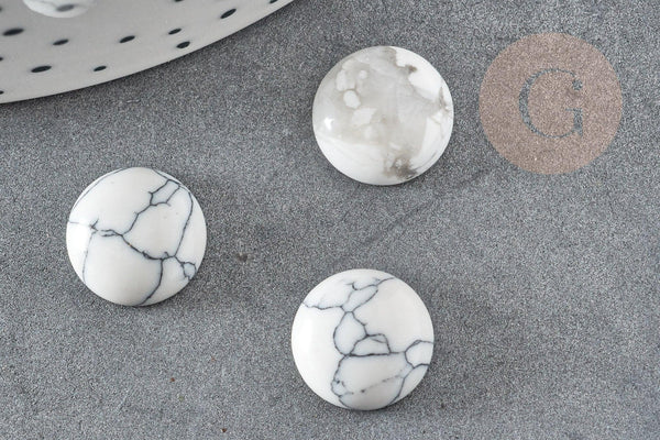 Cabochon rond howlite blanc naturelle 12mm, x1 (G0759)