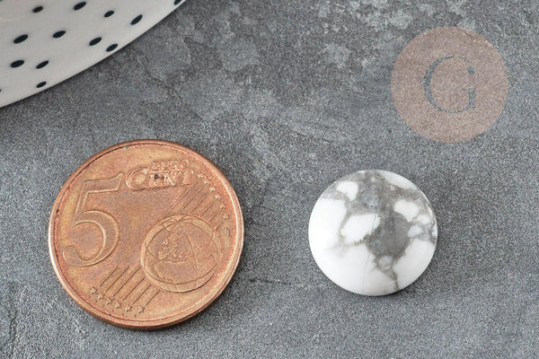 Cabochon rond howlite blanche naturelle 14mm, x1 (G2823)
