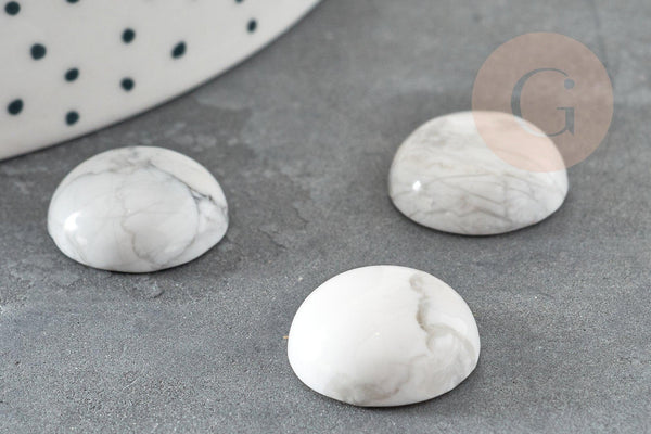 Cabochon rond howlite blanche naturelle 16mm, x1 (G2900)