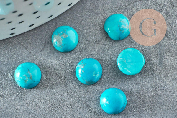 Cabochon rond howlite naturel teinté turquoise 8mm, x1 (G8653)