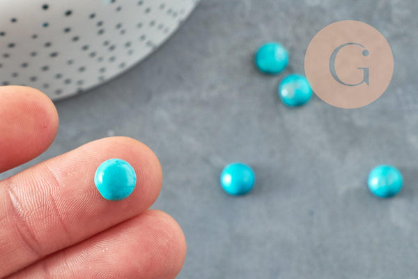Cabochon rond howlite naturel teinté turquoise 8mm, x1 (G8653)