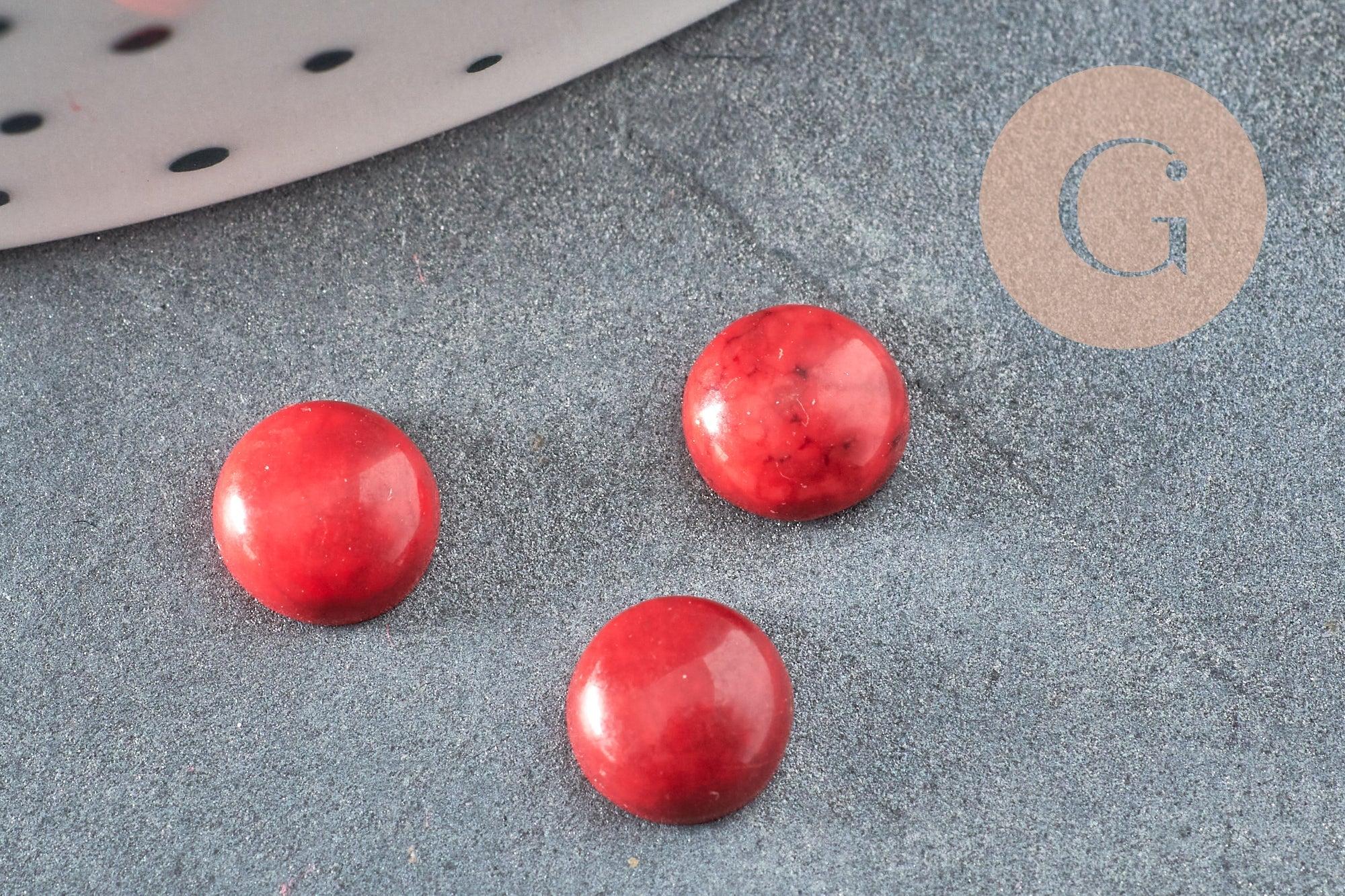 Cabochon rond howlite naturelle rouge 6mm, x1 (G3090)