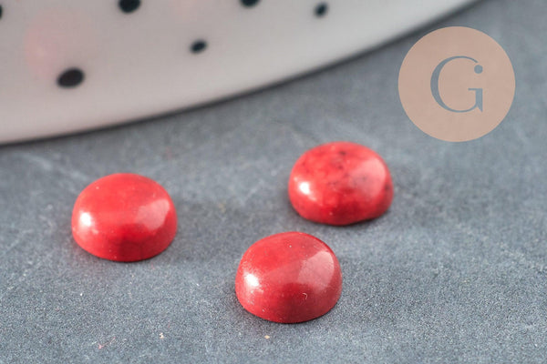 Cabochon rond howlite naturelle rouge 6mm, x1 (G3090)