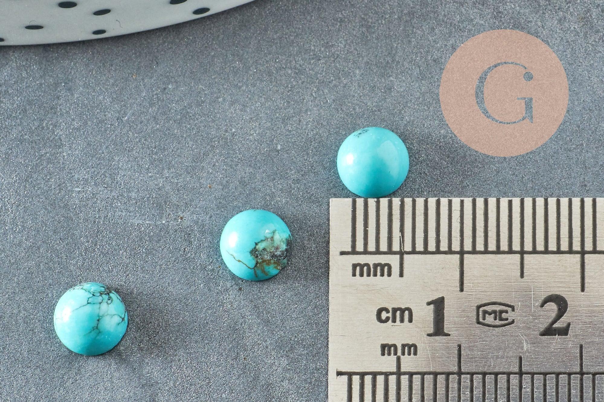 Cabochon rond howlite naturelle turquoise 6mm, x1 (G1010)