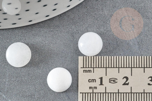 Cabochon rond jade blanc, cabochon rond, jade naturel,pierre naturelle,jade blanc, 10mm, x1 (G1642)