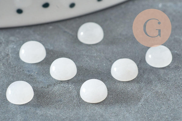 Cabochon rond jade naturel blanc 6mm, x1 (G1351)