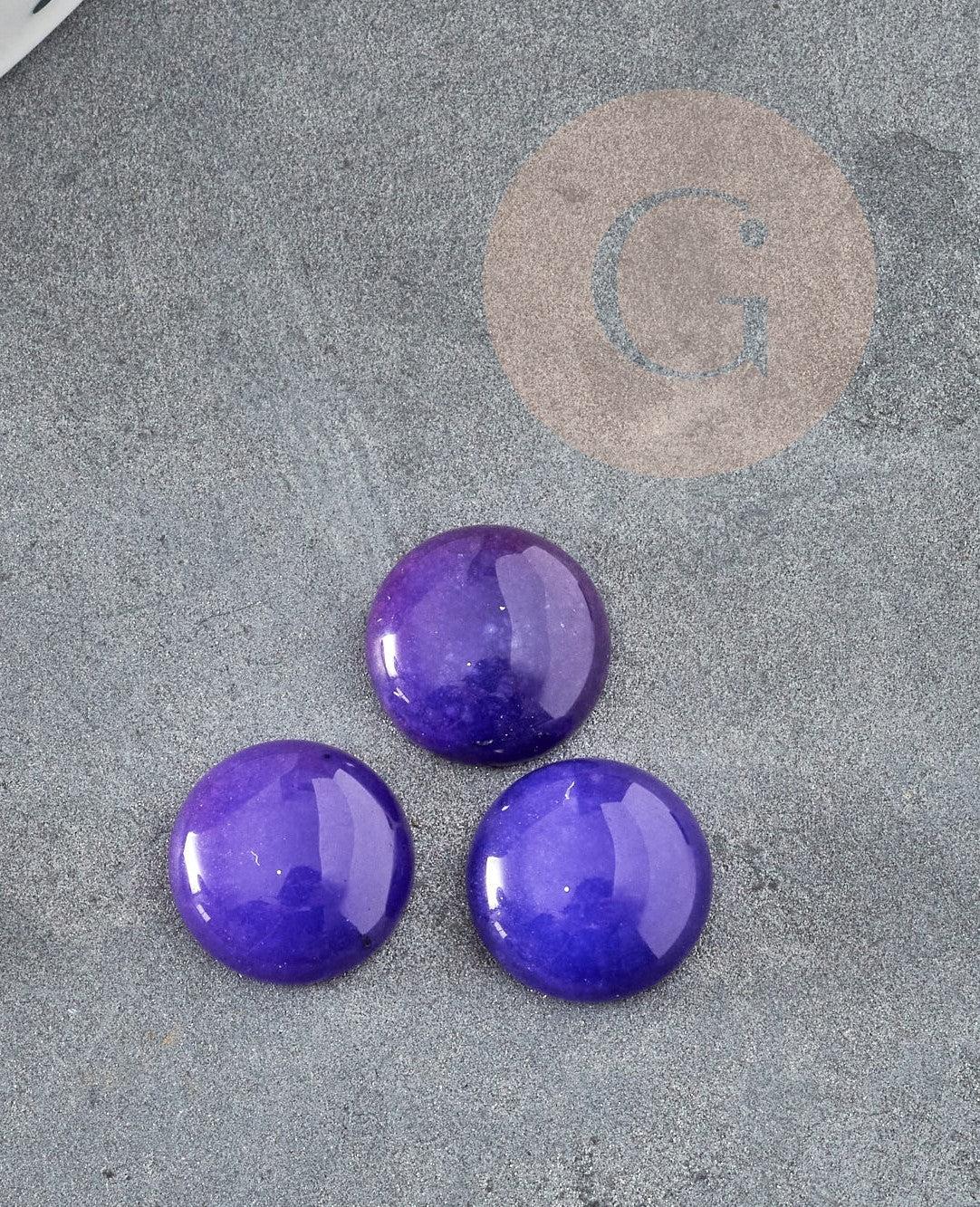 Cabochon rond jade naturel bleu, 12mm, x1 (G1429)