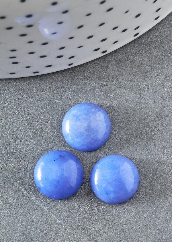 Cabochon rond jade naturel bleu, 12mm, x1 (G1429)