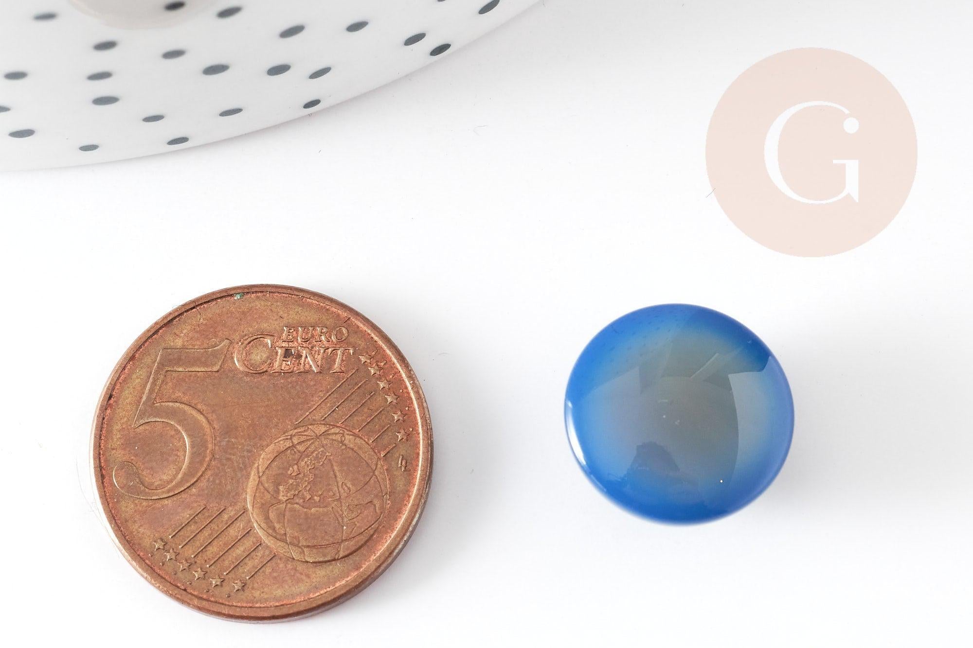 Cabochon rond jade naturel bleu roi 14mm, x1 (G5061)