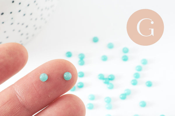 Cabochon rond jade naturel bleu turquoise 4mm, x1 (G9968)