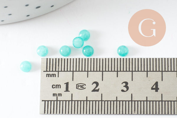 Cabochon rond jade naturel bleu turquoise 4mm, x1 (G9968)