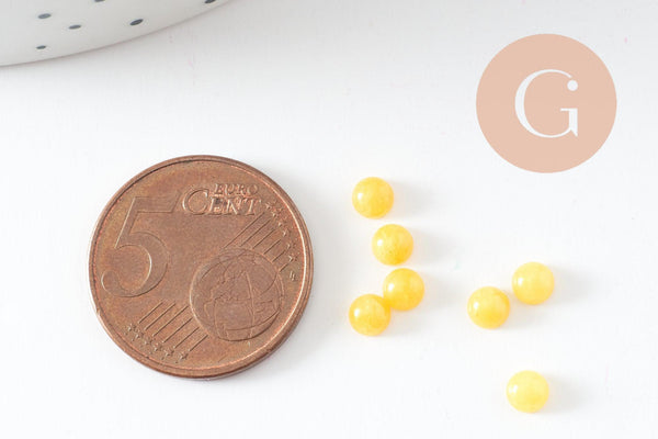 Cabochon rond jade naturel jaune 4mm, x1 (G9957)