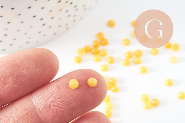 Cabochon rond jade naturel jaune 4mm, x1 (G9957)