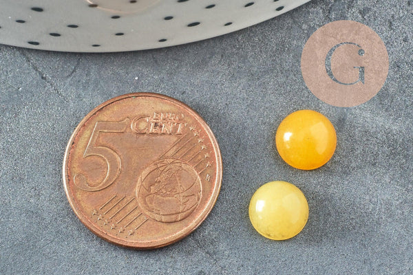 Cabochon rond jade naturel jaune 8mm, x1 (G0454)