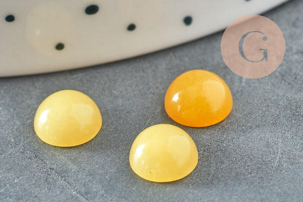 Cabochon rond jade naturel jaune 8mm, x1 (G0454)