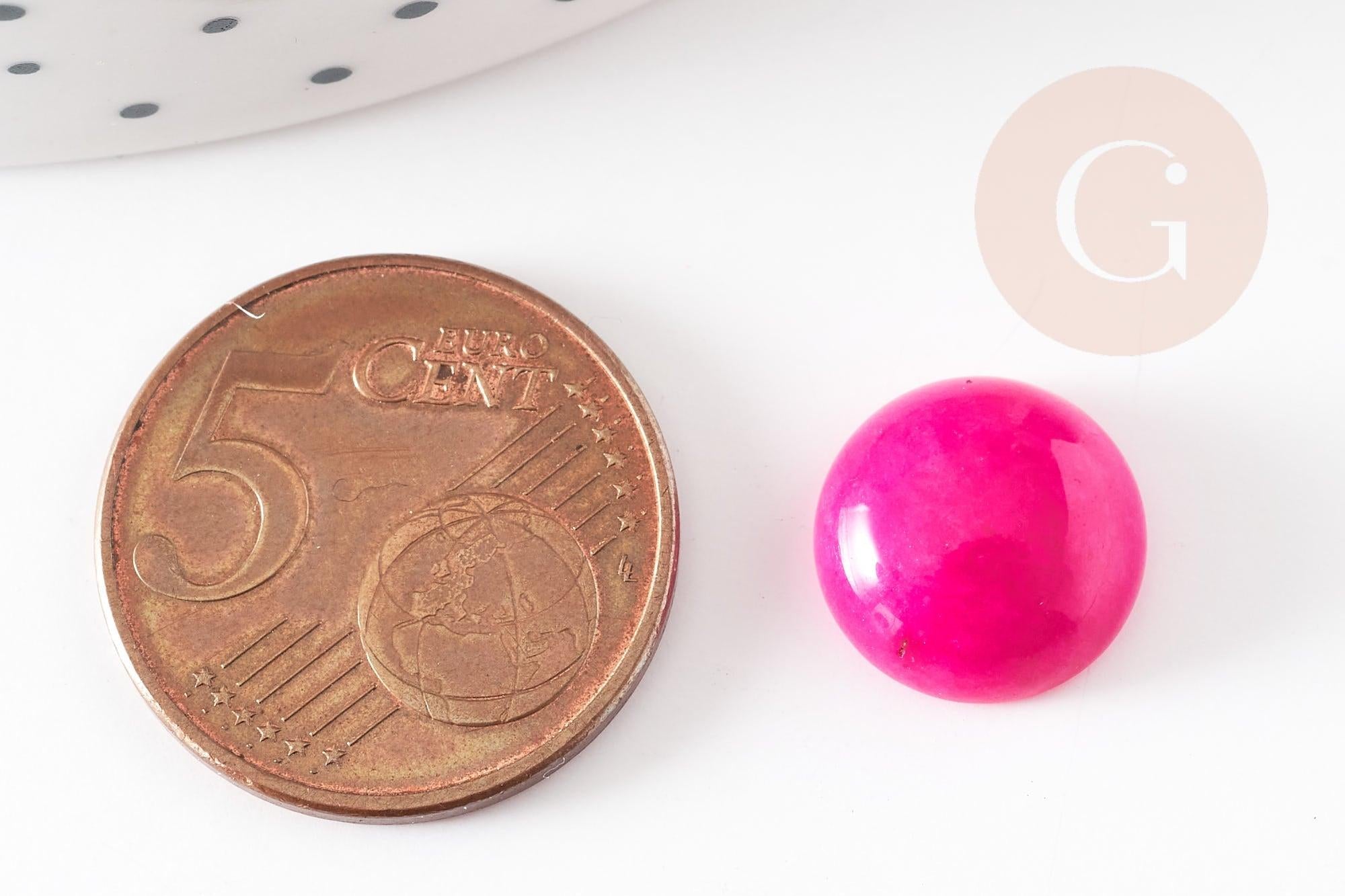 Cabochon rond jade naturel rose fuchsia 12mm, x1 (G9362)