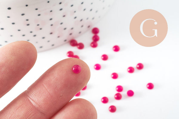 Cabochon rond jade naturel rose fuchsia 4mm, x1 (G9952)