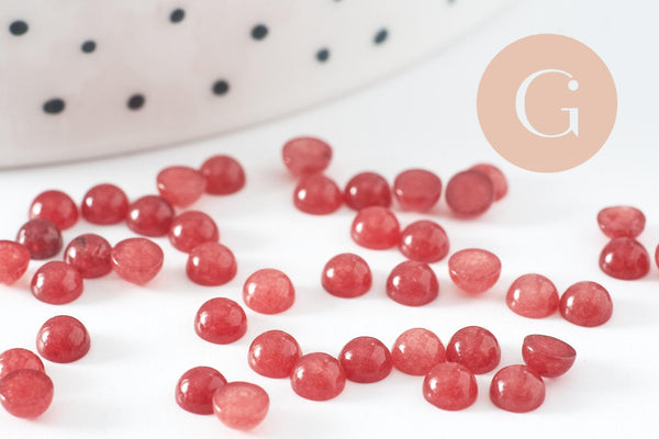 Cabochon rond jade naturel rouge 4mm, x1 (G9951)