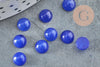 Cabochon rond jade naturel teinté bleu roi 6mm, x1 (G8694)