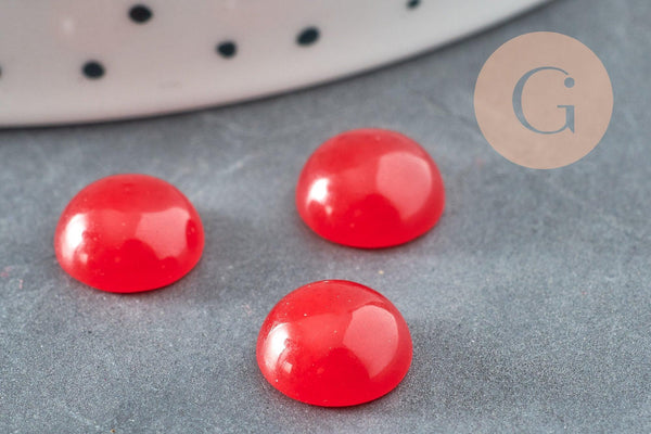 Cabochon rond jade naturel teinté rouge 10mm, x1 G8600