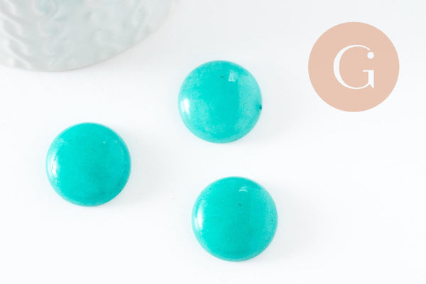 Cabochon rond jade naturel teinté turquoise 20mm, x1 (G9615)