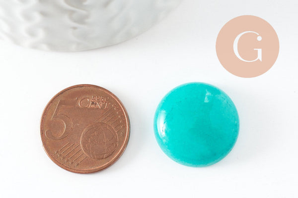 Cabochon rond jade naturel teinté turquoise 20mm, x1 (G9615)