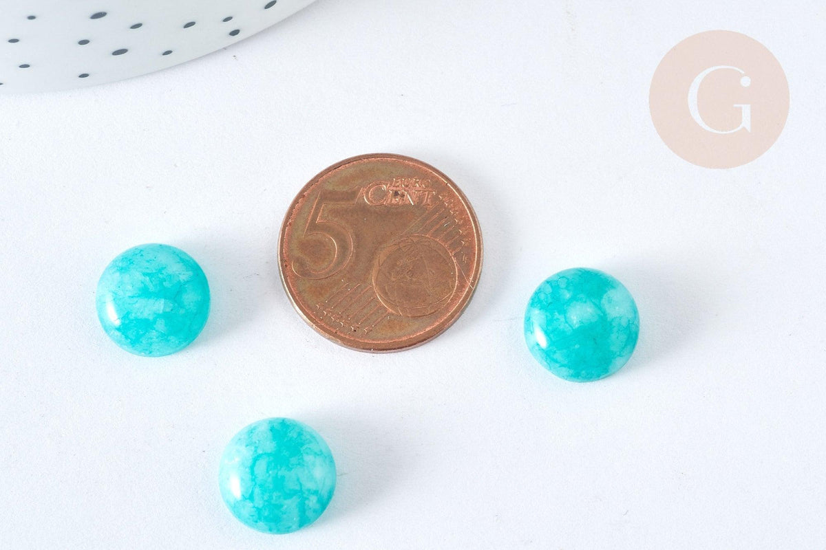 Cabochon rond jade naturel turquoise 12mm, x1 (G7573)