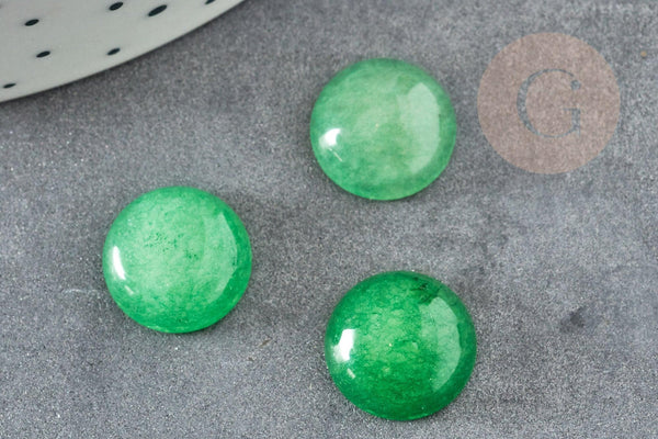 Cabochon rond jade naturel vert 12mm, x1 (G2632)