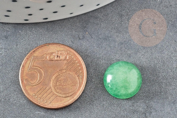 Cabochon rond jade naturel vert 12mm, x1 (G2632)