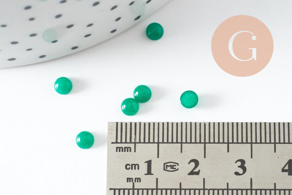 Cabochon rond jade naturel vert 4mm, x1 (G9950)