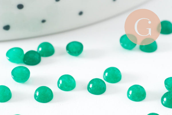 Cabochon rond jade naturel vert 4mm, x1 (G9950)