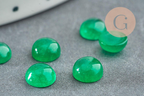 Cabochon rond jade naturel vert 6mm, x1 (G2969)