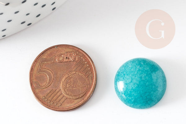 Cabochon rond jade naturel vert aqua 16mm, x1 (G0698)