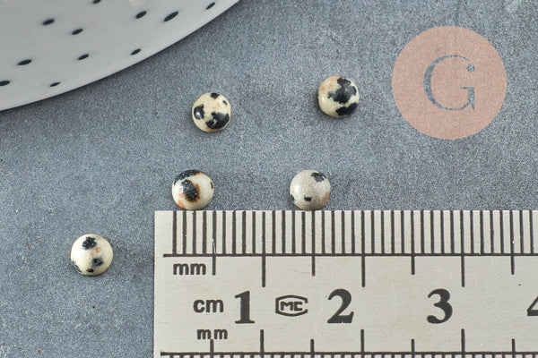 Cabochon rond jaspe dalmatien naturel 4mm, x1 (G2973)
