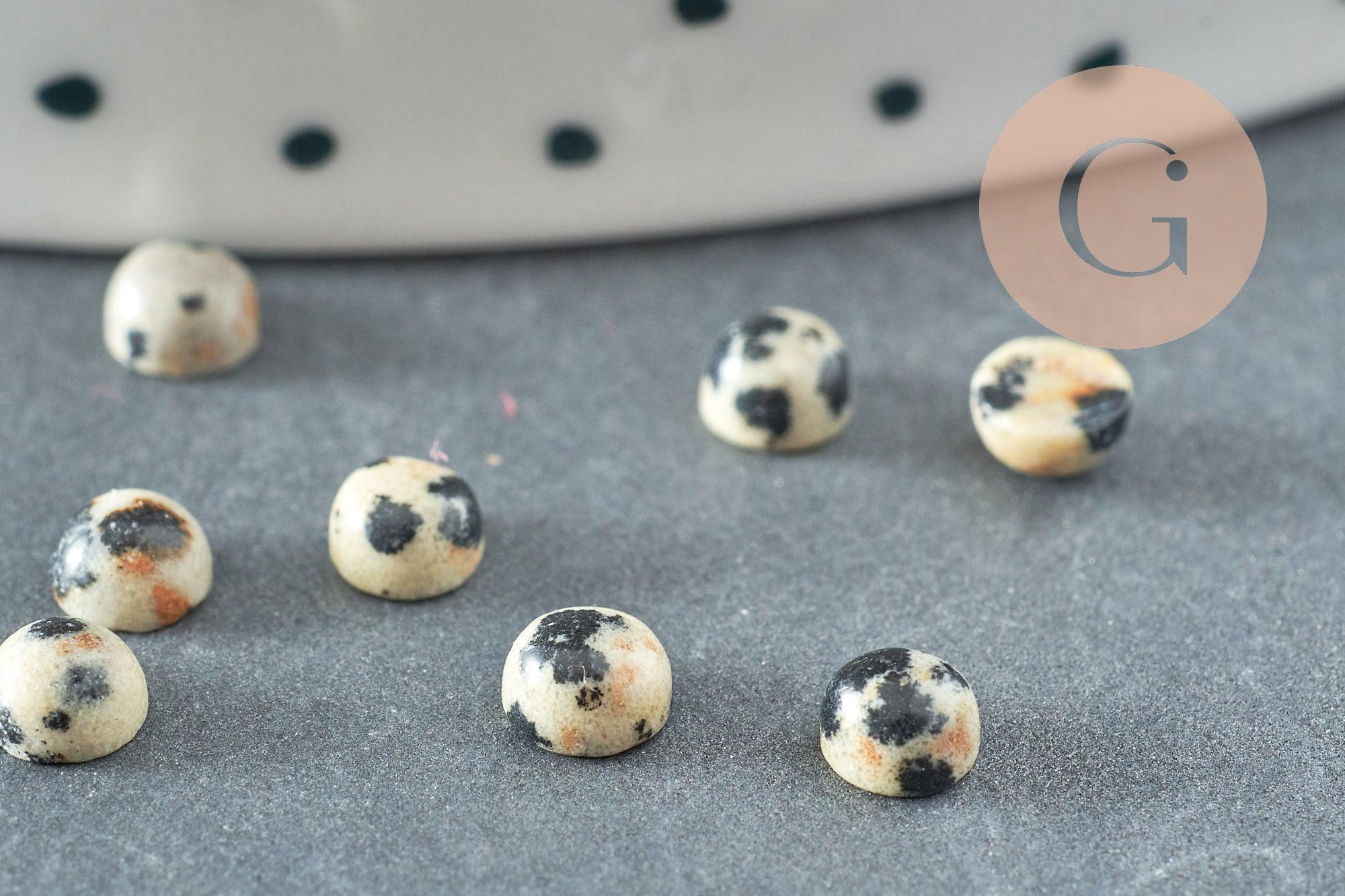 Cabochon rond jaspe dalmatien naturel 4mm, x1 (G2973)