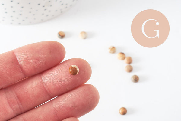 Cabochon rond jaspe paysage naturel 6mm, x1 (G10035)